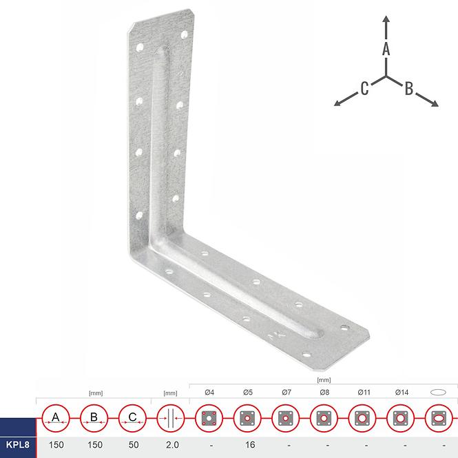 Uholník s Prelisom Ľahké KPL8 150x150x50x2.0