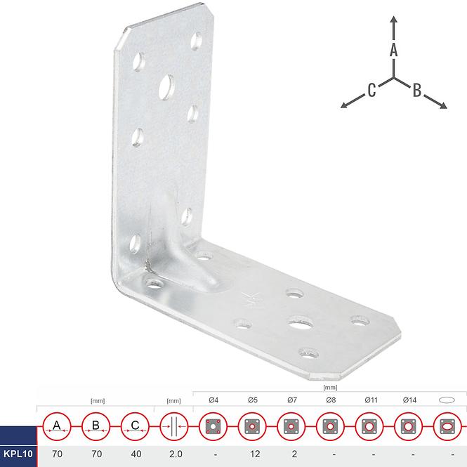 Uholník s Prelisom Ľahké KPL10 70x70x40x2.0