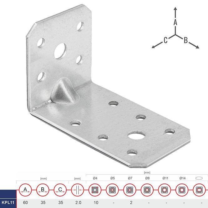 Uholník s Prelisom Ľahké KPL11 60x35x35x2.0