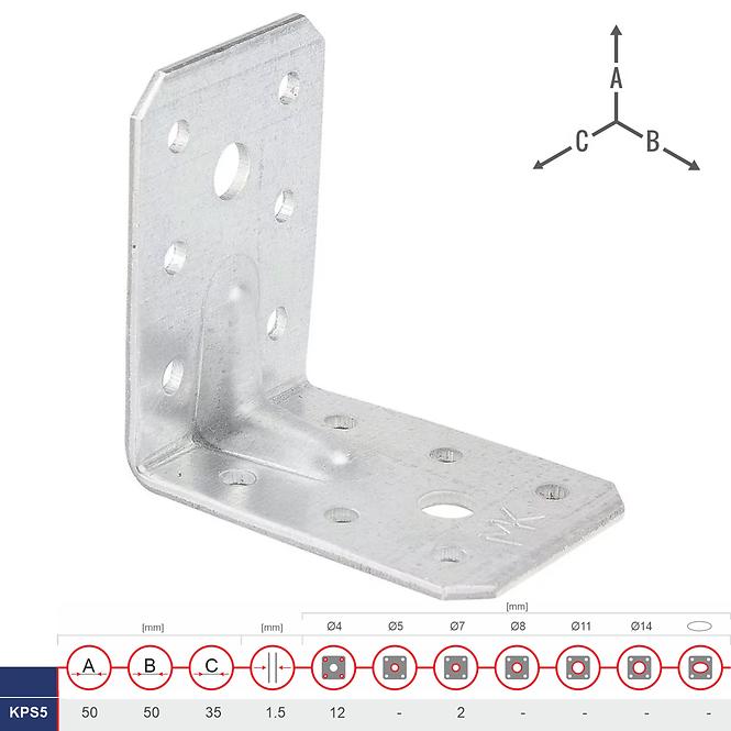 Uholník s Prelisom Ľahké KPS5 50x50x35x1.5
