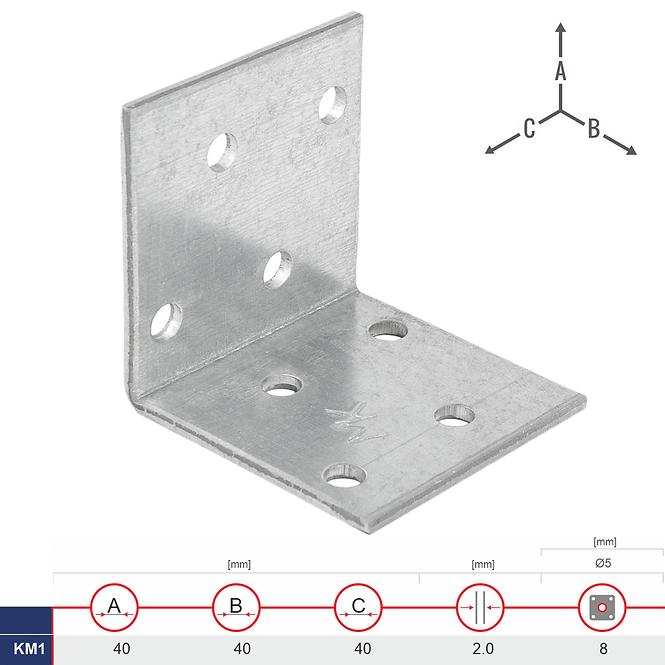 Montážny Uholník KM1 40x40x40x2.0