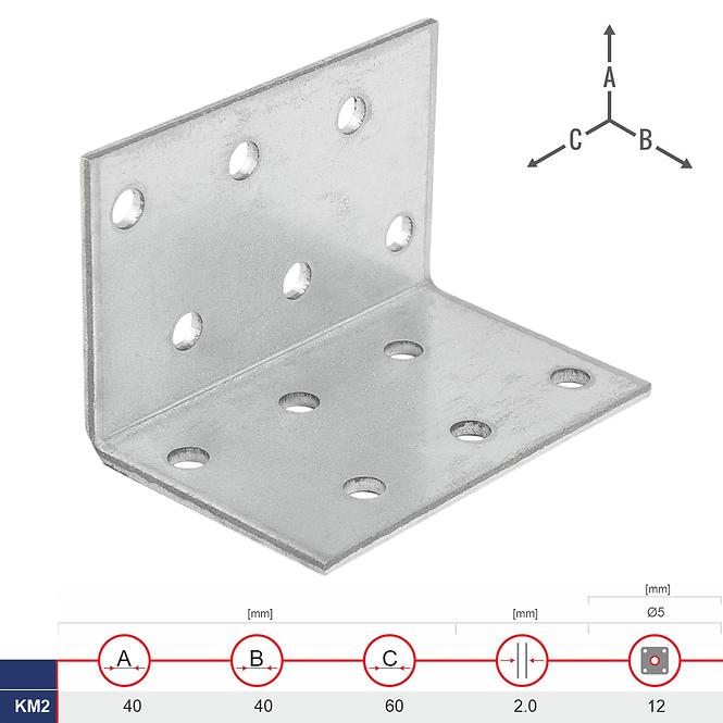 Montážny Uholník KM2 40x40x60x2.0