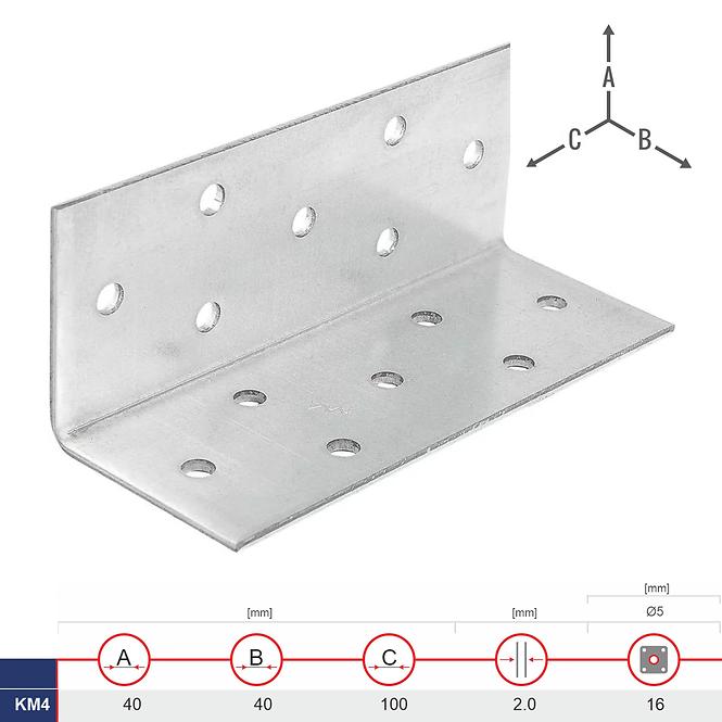 Montážny Uholník KM4 40x40x100x2.0