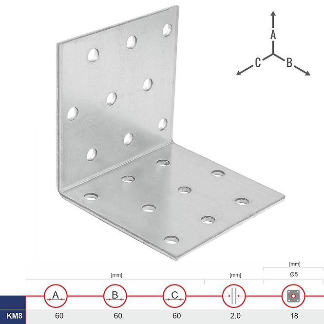 Montážny Uholník KM8 60x60x60x2.0