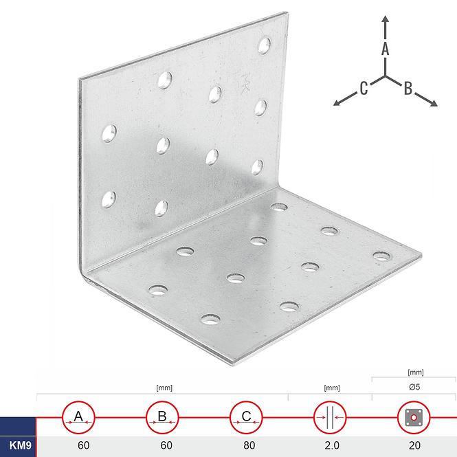 Montážny Uholník KM9 60x60x80x2.0