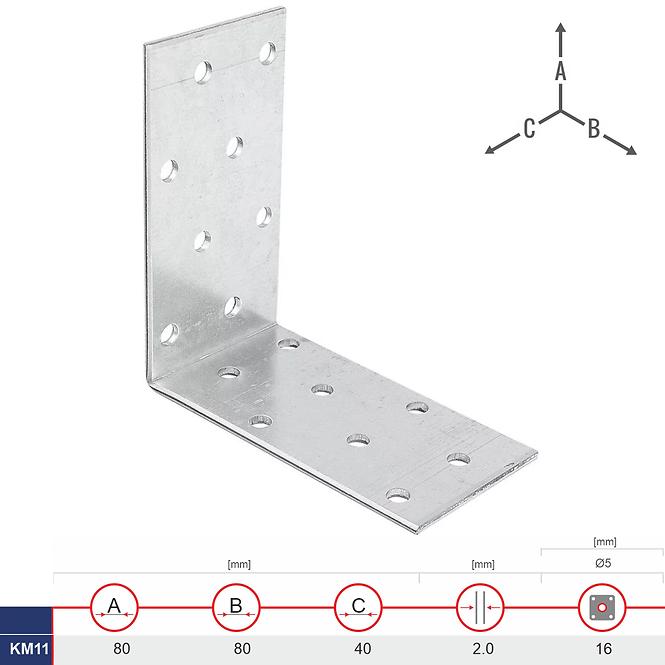 Montážny Uholník KM11 80x80x40x2.0