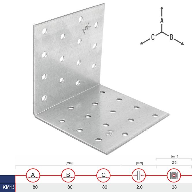 Montážny Uholník KM13 80x80x80x2.0