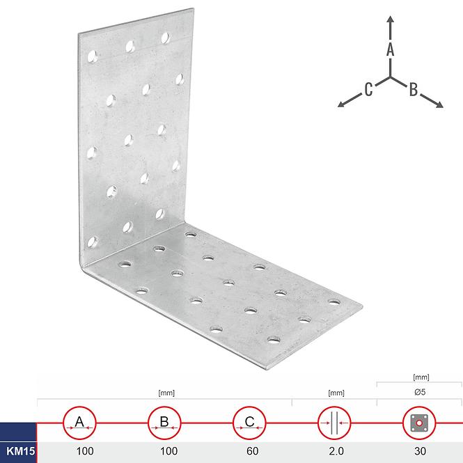 Montážny Uholník KM15 100x100x60x2.0
