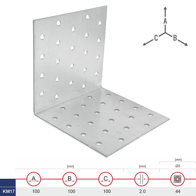 Montážny Uholník KM17 100x100x100x2.0
