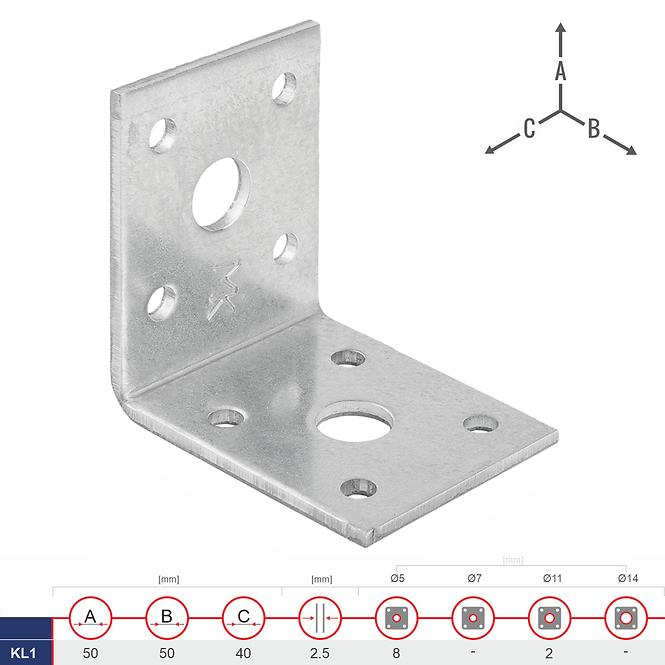 Spojovací Uholník KL1 50x50x40x2.5