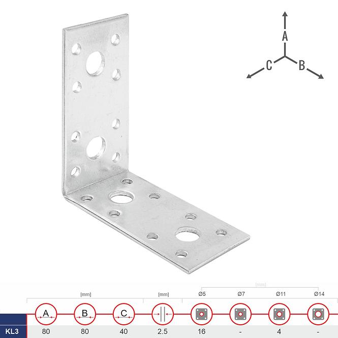 Spojovací Uholník KL3 80x80x40x2.5