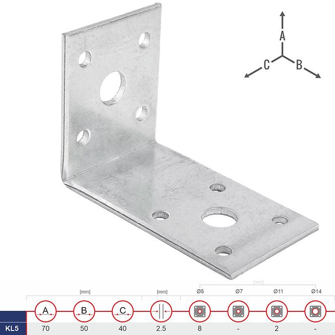 Spojovací Uholník KL5 70x50x40x2.5