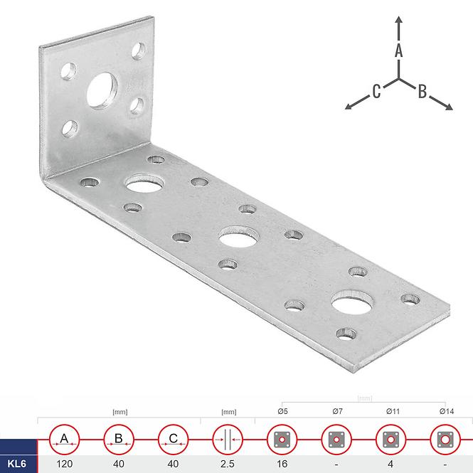 Spojovací Uholník KL6 120x40x40x2.5