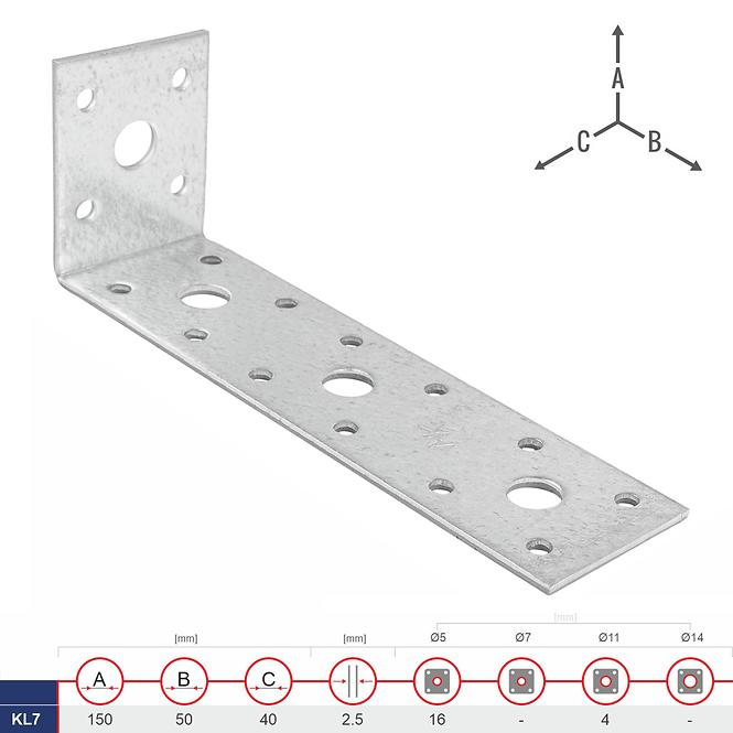 Spojovací Uholník KL7 150x50x40x2.5