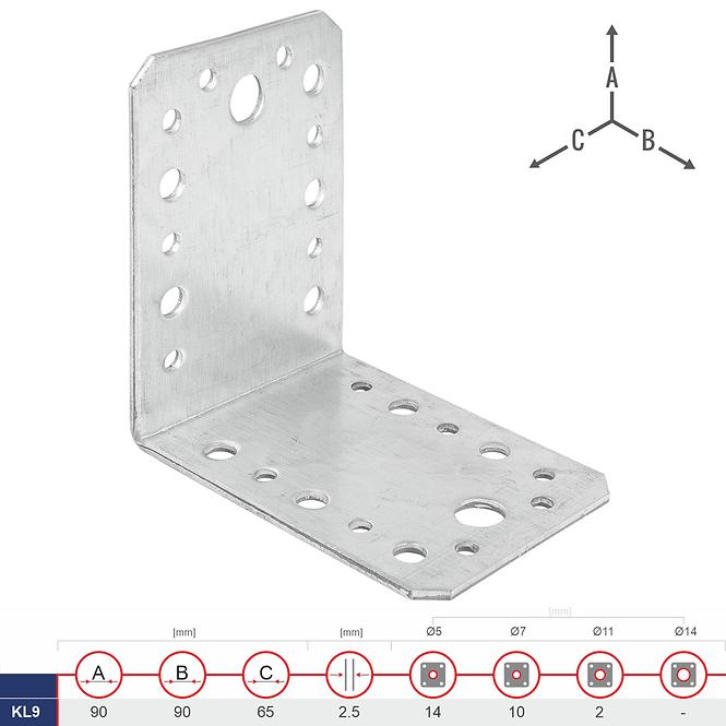 Spojovací Uholník KL9 90x90x65x2.5