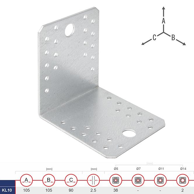 Spojovací Uholník KL10 105x105x90x2.5