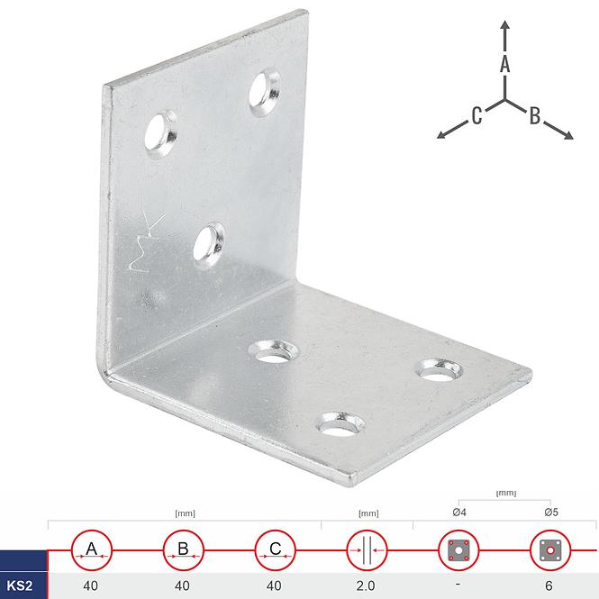 Široký Uholník KS2 40x40x40x2.0