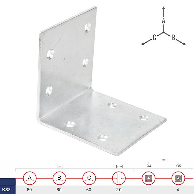 Široký Uholník KS3 60x60x60x2.0,2