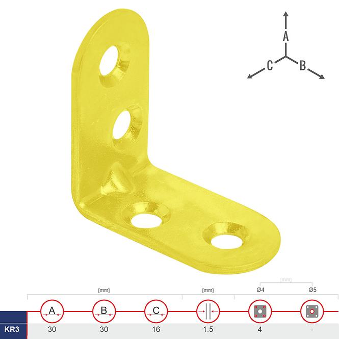 Uholník Pre Stoličky KR3 30x30x16x1.5
