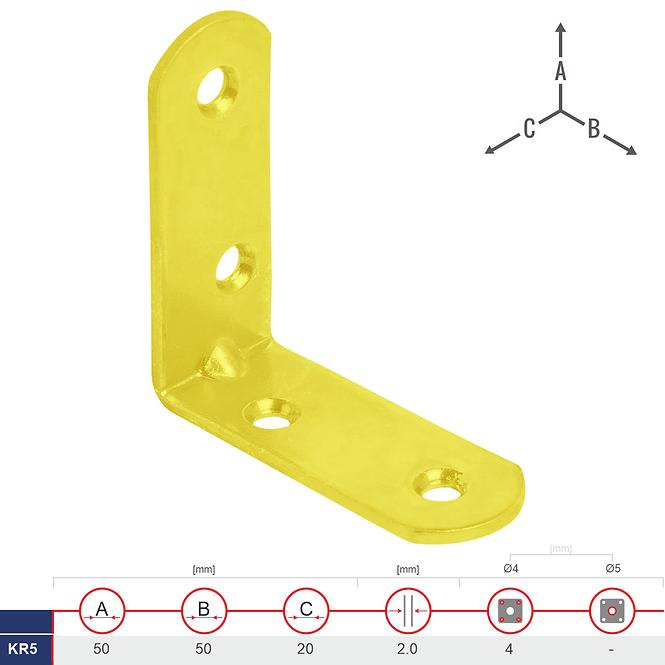 Uholník Pre Stoličky KR5 50x50x20x2.0