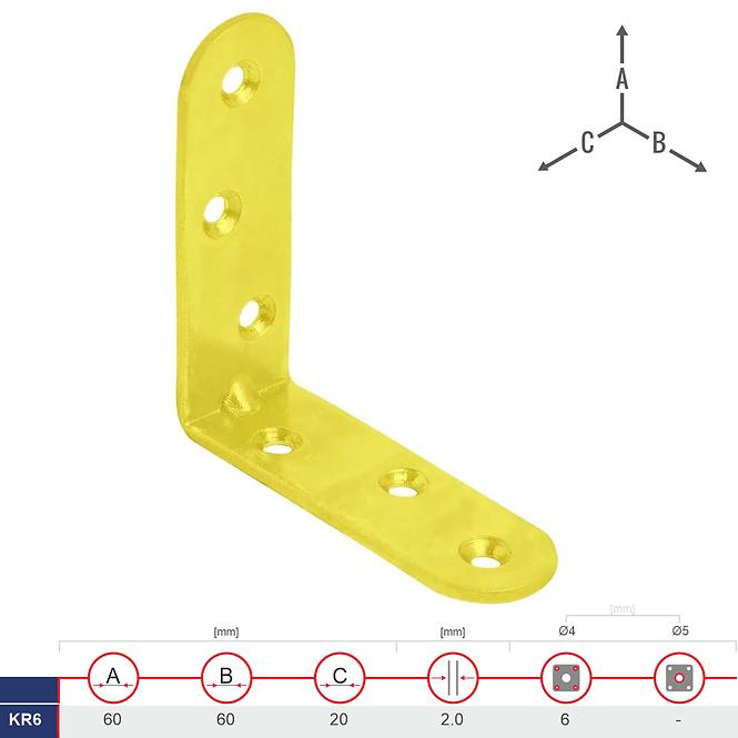 Uholník Pre Stoličky KR6 60x60x20x2.0