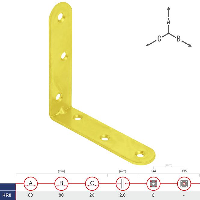 Uholník Pre Stoličky KR8 80x80x20x2.0