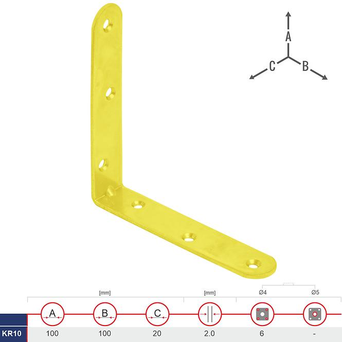 Uholník Pre Stoličky KR10 100x100x20x2.0
