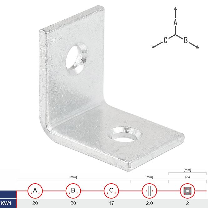 Uholník Úzky KW1 20x20x17x2.0