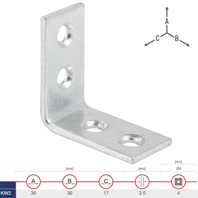 Uholník Úzky KW2 30x30x17x2.0