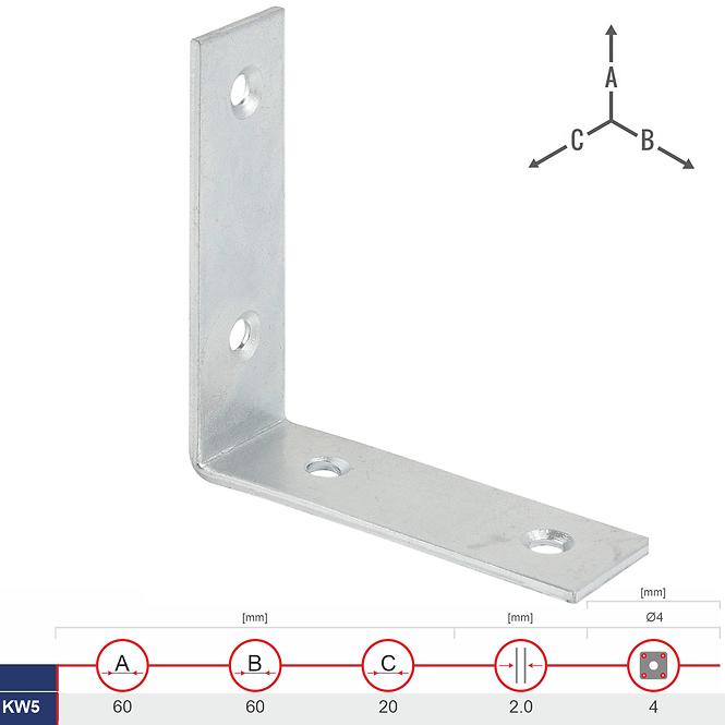 Uholník Úzky KW5 60x60x20x2.0