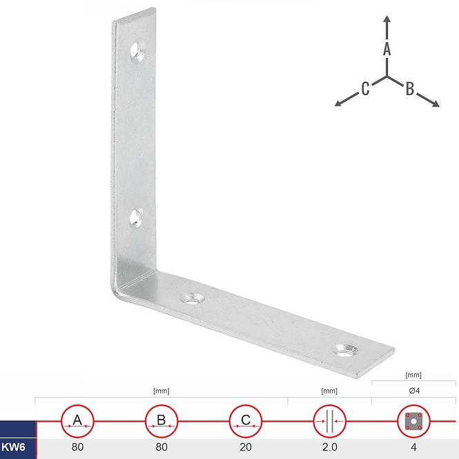 Uholník Úzky KW6 80x80x20x2.0