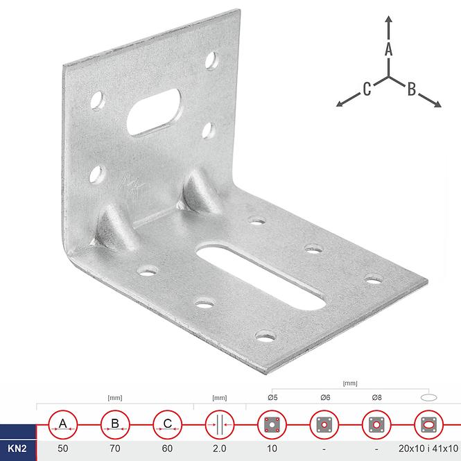 Uholník KN2 50x70x60x2.0