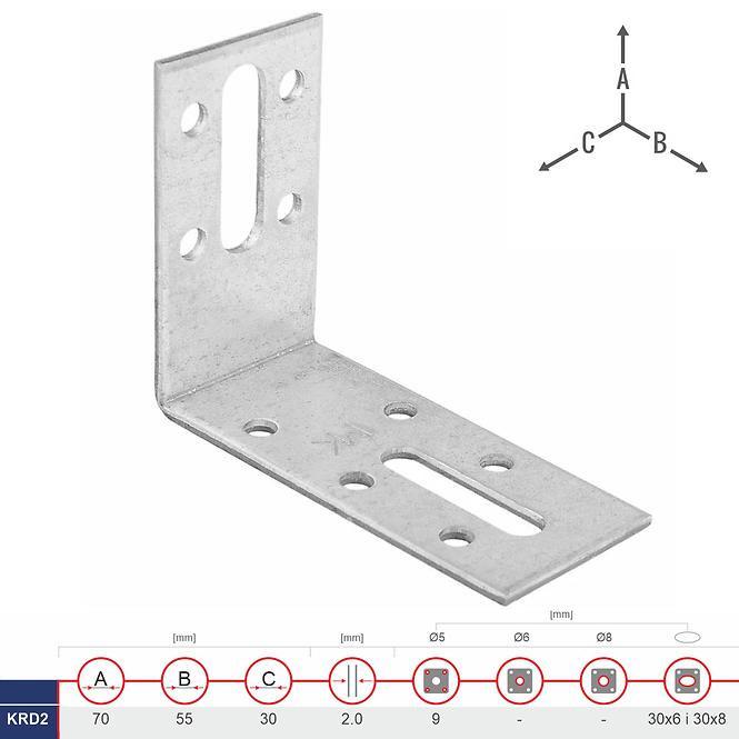 Uholník Nastaviteľný KRD2 70x55x30x2.0