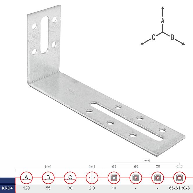 Uholník Nastaviteľný KRD4 120x55x30x2.0