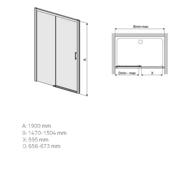 Sprchové dvere D2L/Freezone 150 W0 Glass Protect,2