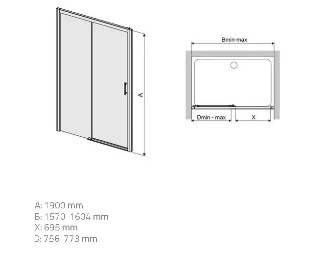 Sprchové dvere D2L/Freezone 160 W0 Glass Protect,2