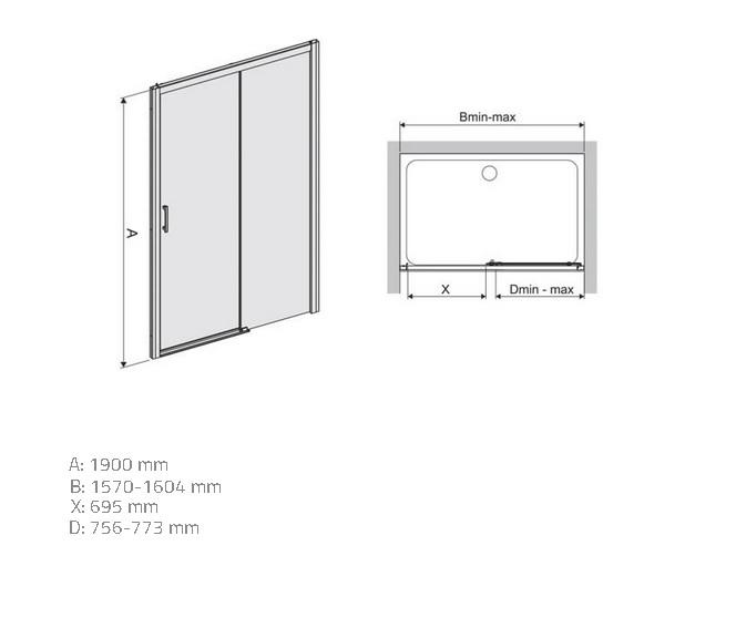Sprchové dvere D2P/Freezone 160 W0 Glass Protect
