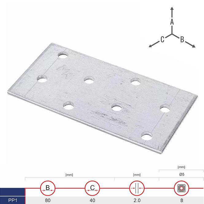 Plochá Spojka PP1 80x40x2.0