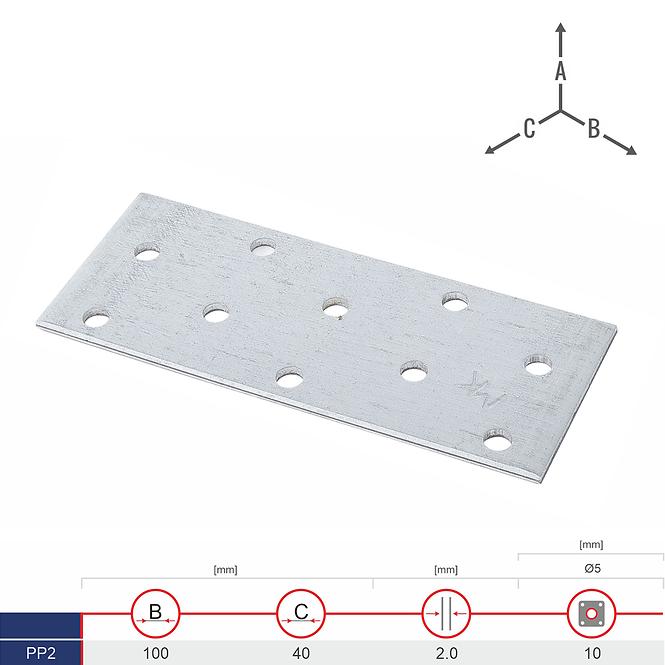 Plochá Spojka PP2 100x40x2.0