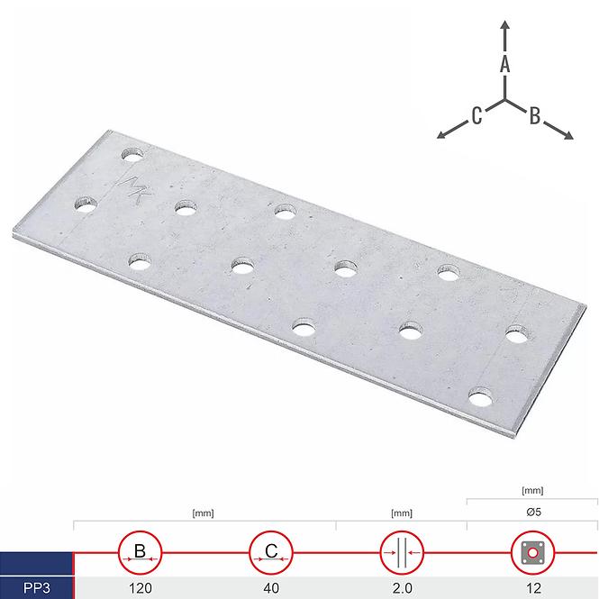 Plochá Spojka PP3 120x40x2.0