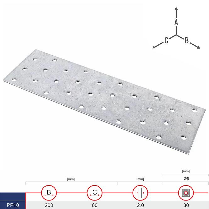 Plochá Spojka PP10 200x60x2.0