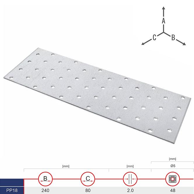 Plochá Spojka PP18 240x80x2.0