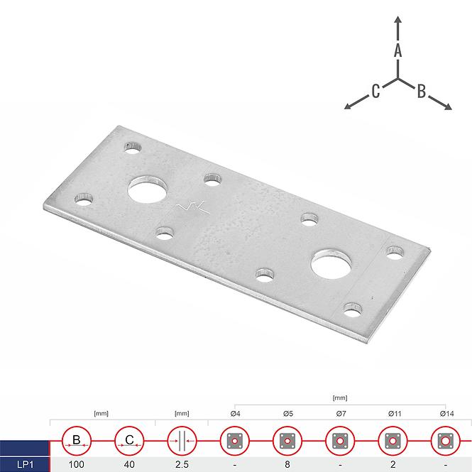Plochá Spojka LP1 100x40x2.5