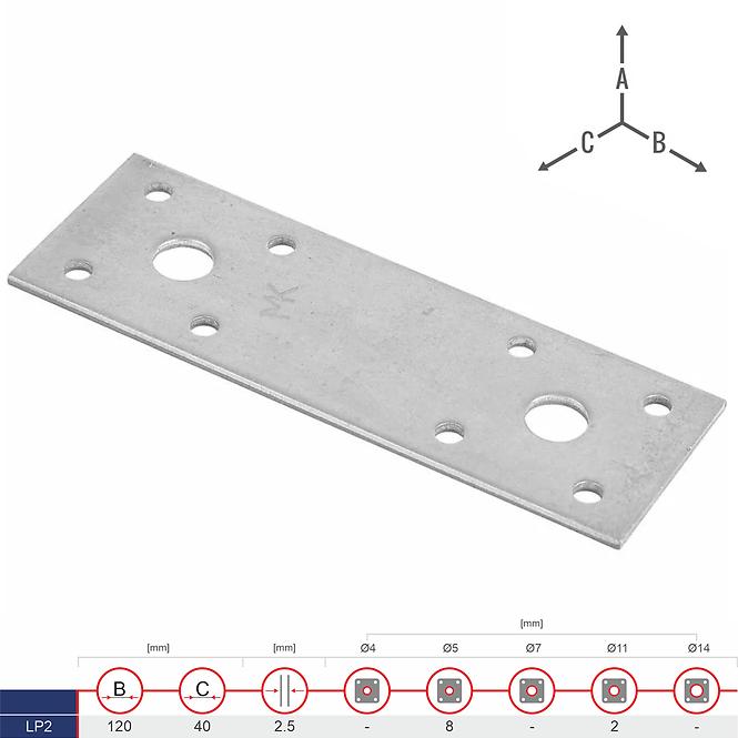 Plochá Spojka LP2 120x40x2.5