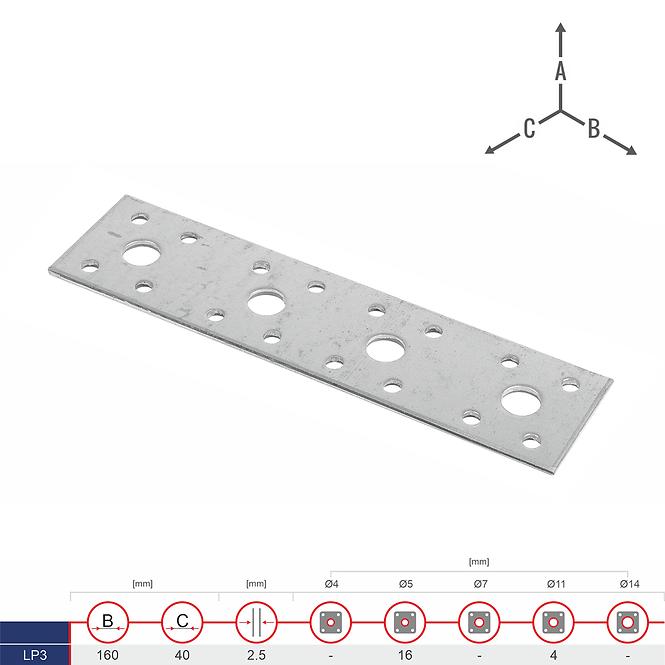 Plochá Spojka LP3 160x40x2.5