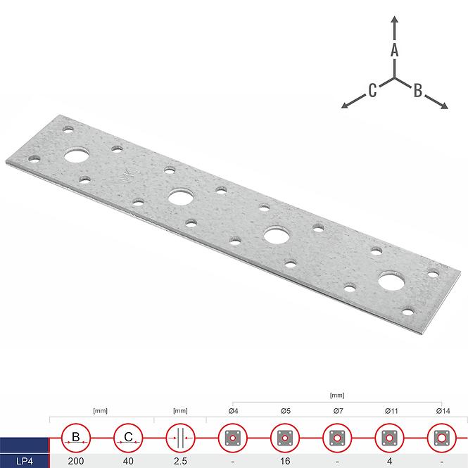 Plochá Spojka LP4 200x40x2.5