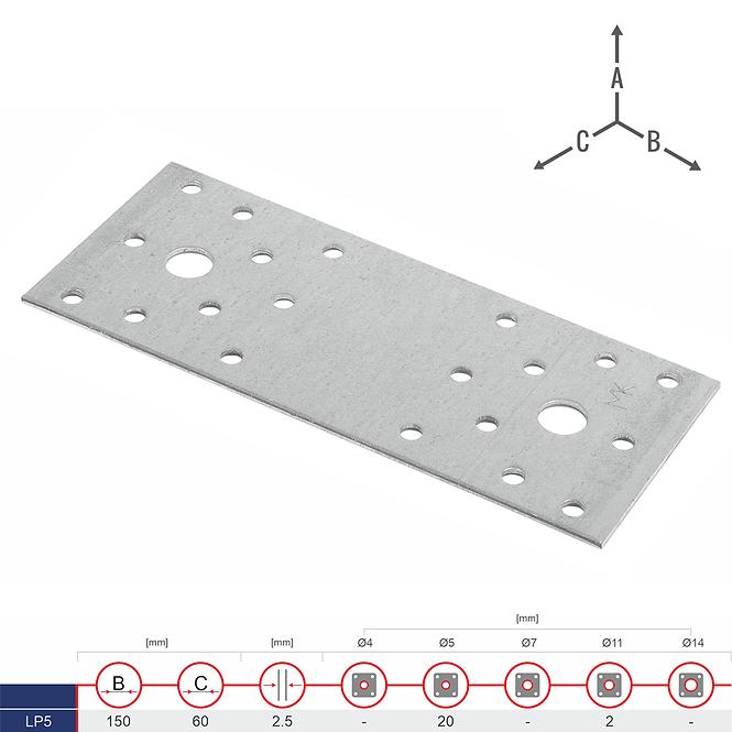 Plochá Spojka LP5 150x60x2.5