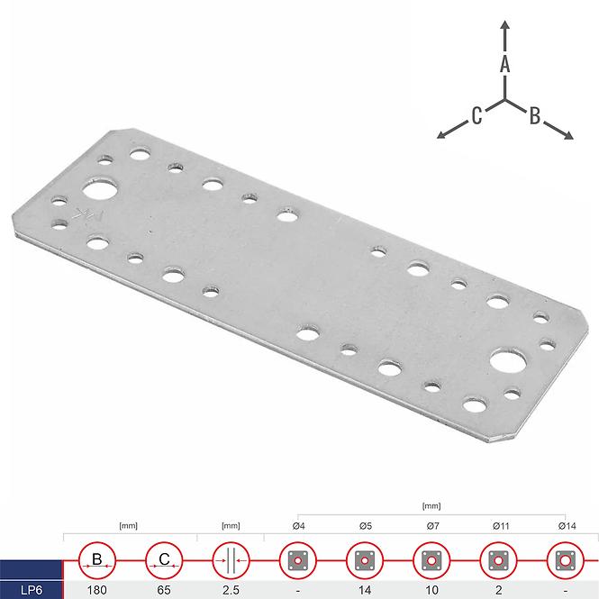 Plochá Spojka LP6 180x65x2.5
