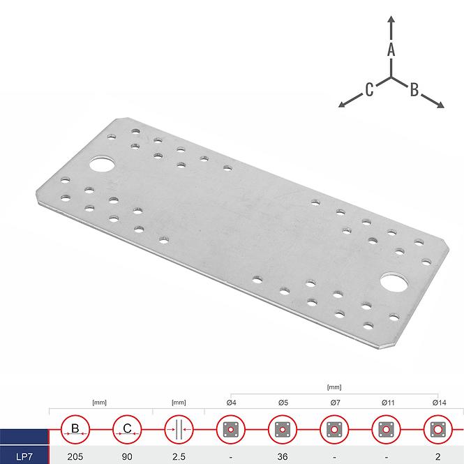 Plochá Spojka LP7 205x90x2.5