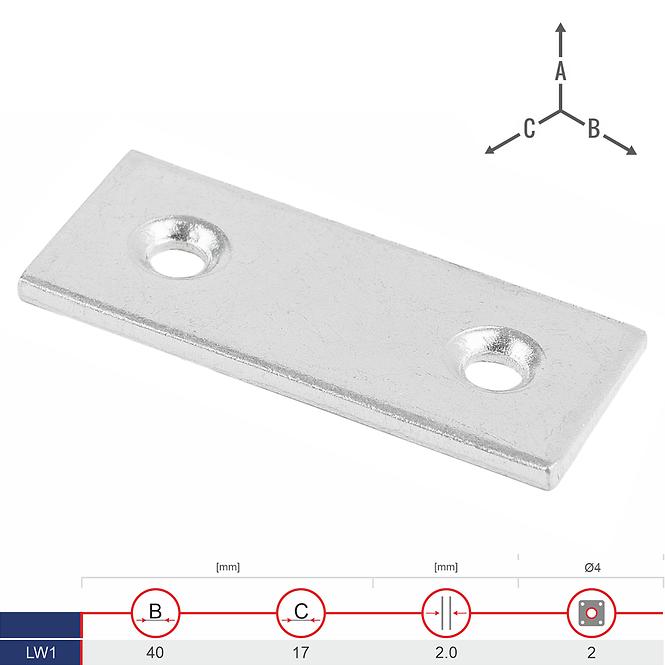 Plochá Spojka Úzky LW1 40x17x2.0